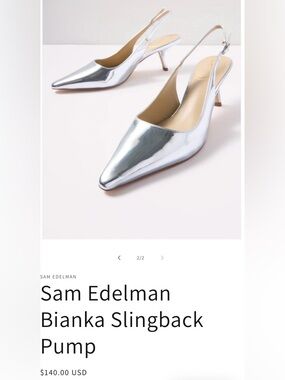 Sam Edelman Metallic Silver Pointed Slingback Heels